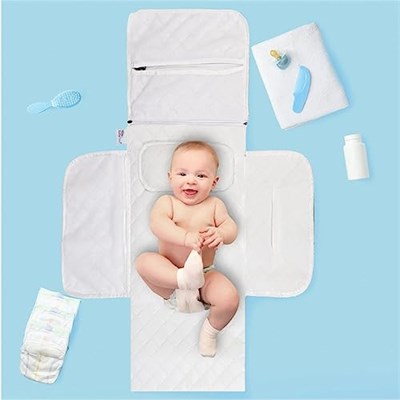babyness Çanta Boy Alt Değiştirme Bakım Seti, Sıvı Geçirmez, Leke Tutmaz, Aydede Desenli, Desenli, Mavi, 70x35cm