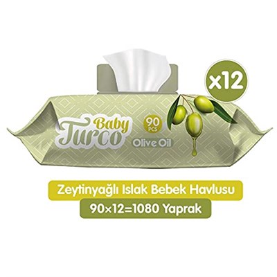 BabyTurco Baby Turco Zeytinyağlı Islak Bebek Havlusu 12x90 Adet