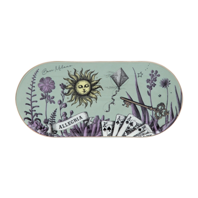 Baci Milano Allegria Pembe Desenli Porselen Oval Tabak 32x15 cm