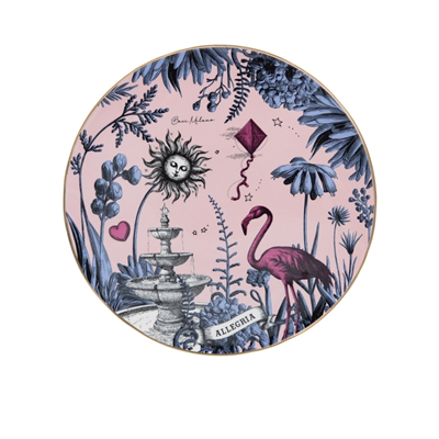 Baci Milano Allegria Pembe Desenli Porselen Servis Tabağı / Supla 32 cm