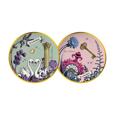 Baci Milano Allegria  Pembe ve Yeşil Karışık Desenli 6 Parça Mix Porselen Ekmek Tabağı 16 cm