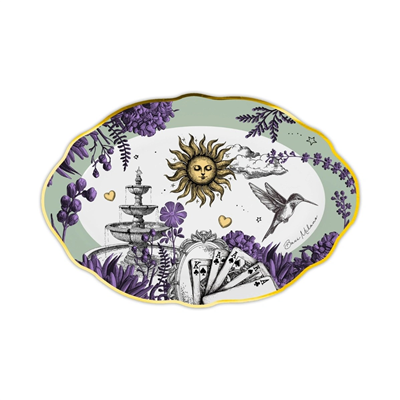 Baci Milano Allegria Yeşil Porselen Oval Servis Tabağı 35x24 cm
