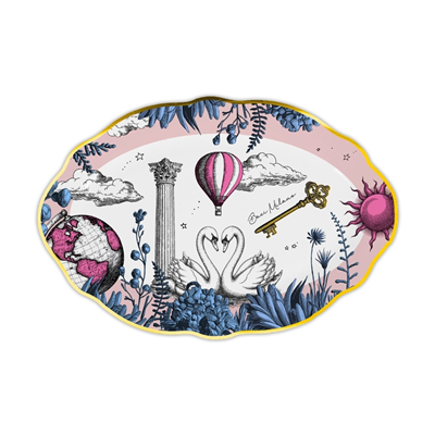 Baci Milano Allegria Yeşil Porselen Oval Servis Tabağı 35x24 cm