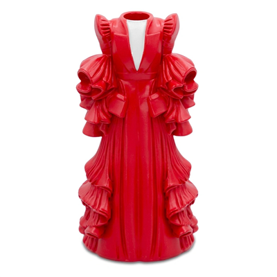 Baci Milano Atelier Gisele Kırmızı Elbise Formunda İçi Cam Difüzör ve Vazo H. 21 cm
