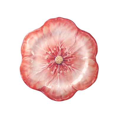 Baci Milano Botanica Çiçek Desenli Melamin Pembe Pasta Tabağı 23 cm