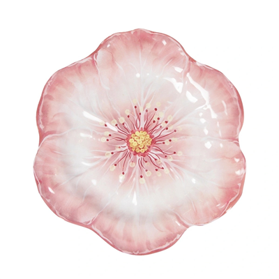 Baci Milano Botanica Çiçek Desenli Melamin Pembe Büyük Servis Tabağı 40,5 cm