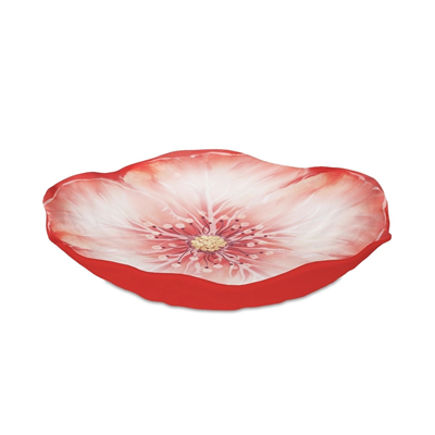 Baci Milano Botanica Çiçek Desenli Melamin Mercan Rengi Salata Kasesi 34 cm