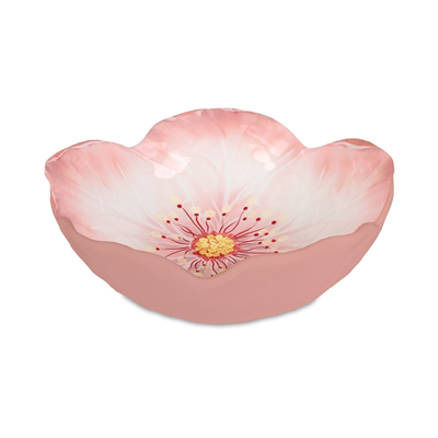 Baci Milano Botanica Çiçek Desenli Melamin Pembe Çukur Tabak 18 cm