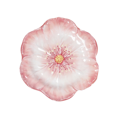 Baci Milano Botanica Çiçek Desenli Melamin Pembe Pasta Tabağı 23 cm