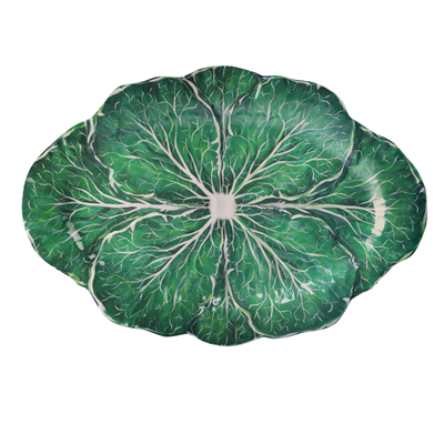 Baci Milano Botanica Çiçek Desenli Melamin Mercan Rengi Oval Tabak 40,5 cm