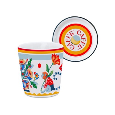 Baci Milano Dolce Far Niente Çiçek Desenli Kapaklı/Tabaklı Espresso Bardağı   Ø 5,5 cm, H 7 cm