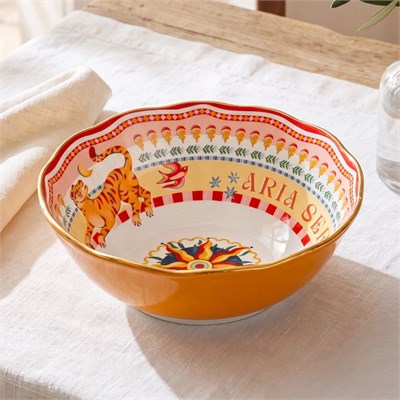 Baci Milano Dolce Far Niente Güneş Desenli Salata Kasesi Turuncu  Ø 26 cm, H 11 cm