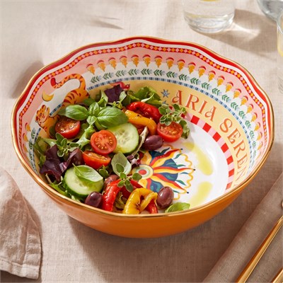 Baci Milano Dolce Far Niente Güneş Desenli Salata Kasesi Turuncu  Ø 26 cm, H 11 cm