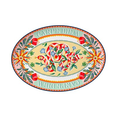 Baci Milano Dolce Far Niente Güneş Desenli Oval Porselen Servis 36x25,5 cm