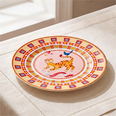 Baci Milano Dolce Far Niente Kaplan Desenli Porselen Servis Tabağı / Supla 32 cm