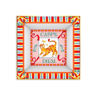 Baci Milano Dolce Far Niente Kaplan Desenli Kare Porselen Tabak 22x22 cm