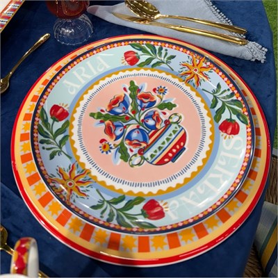 Baci Milano Dolce Far Niente Karışık Desenli 6 Parça Mix Porselen Servis Tabağı 28 cm