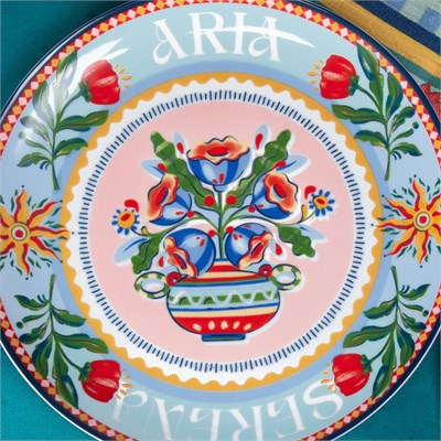 Baci Milano Dolce Far Niente Karışık Desenli 6 Parça Mix Porselen Servis Tabağı 28 cm