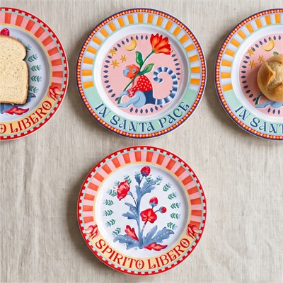 Baci Milano Dolce Far Niente Karışık Desenli 6 Parça Mix Porselen Ekmek Tabağı 16 cm