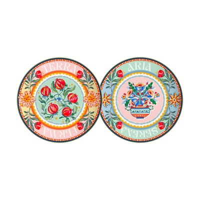 Baci Milano Dolce Far Niente Karışık Desenli 6 Parça Mix Porselen Servis Tabağı 28 cm
