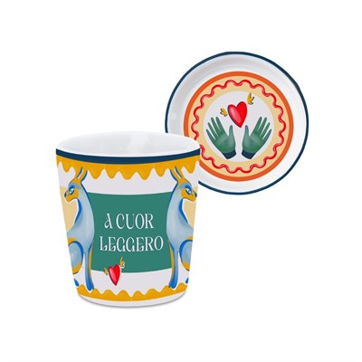 Baci Milano Dolce Far Niente Tavşan Desenli Kapaklı/Tabaklı Espresso Bardağı   Ø 5,5 cm, H 7 cm