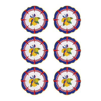 Baci Milano Dolce Vita 6lı Limon Çukur Tabak 23 cm Porselen