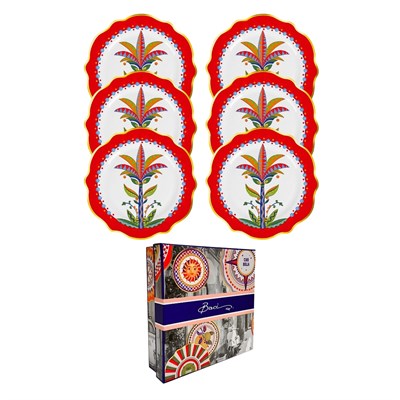 Baci Milano Dolce Vita 6lı Palm Pasta Tabağı 21 cm Porselen