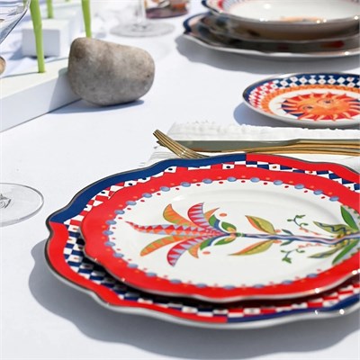 Baci Milano Dolce Vita 6lı Palm Pasta Tabağı 21 cm Porselen
