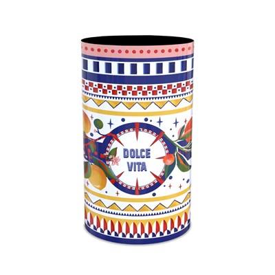 Baci Milano Dolce Vita Limon Desenli Metal Silindir Kutu 14X25 cm