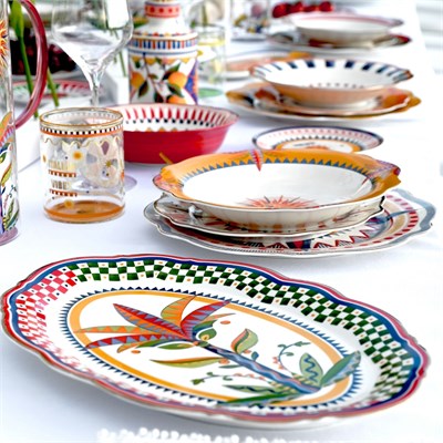 Baci Milano Dolce Vita Palmiye Desenli Oval Servis Tabağı 35 Cm