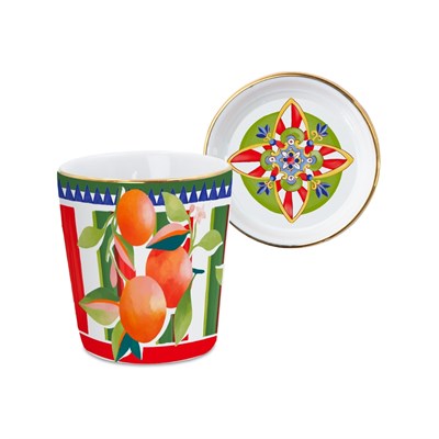Baci Milano Dolce Vita Portakal Kapaklı Espresso Fincanı 7 cm Porselen
