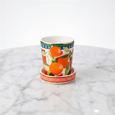 Baci Milano Dolce Vita Portakal Kapaklı Espresso Fincanı 7 cm Porselen