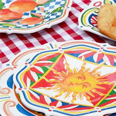 Baci Milano Dolce Vita Sun 6lı Pasta Tabağı 22 cm Melamin