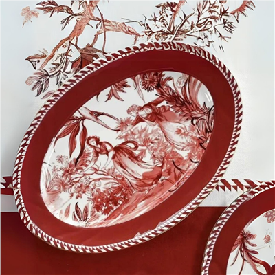 Baci Milano Le Rouge Oval Porselen Tabak 27 cm