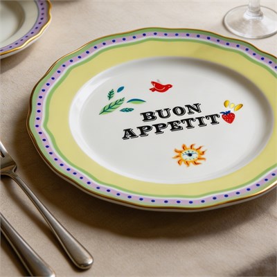 Baci Milano Mamma Mia Buon Appetit Yazılı Servis Tabağı 28 cm