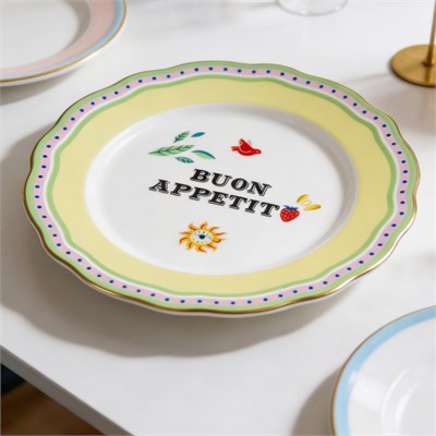 Baci Milano Mamma Mia Buon Appetit Yazılı Servis Tabağı 28 cm