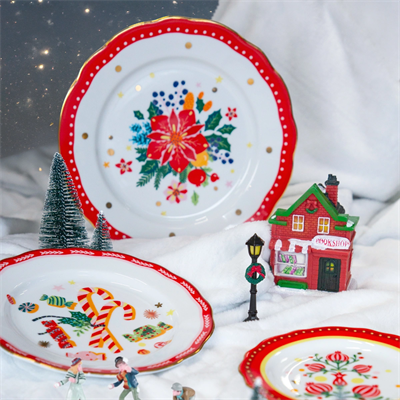 Baci Milano Mamma Mia Çiçek Desenli Kırmızı Servis Tabağı 28 cm