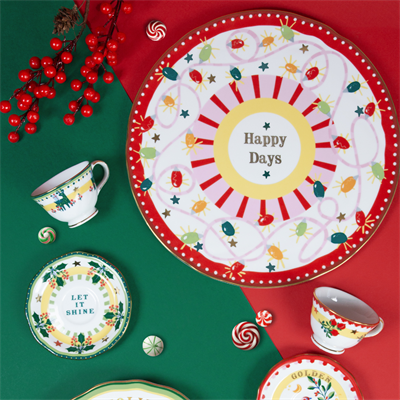 Baci Milano Mamma Mia Happy Days Yazılı Servis Tabağı 32 cm