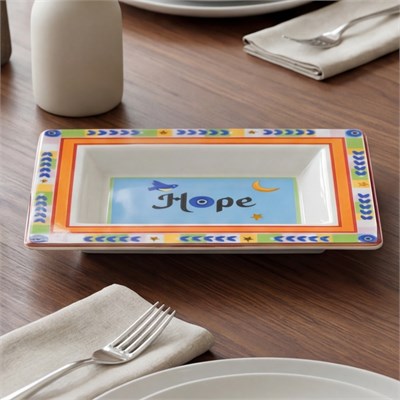 Baci Milano Mamma Mia Hope Yazılı Dikdörtgen Tabak 19,5 cm x 15,5 cm