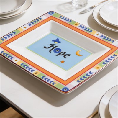 Baci Milano Mamma Mia Hope Yazılı Dikdörtgen Tabak 19,5 cm x 15,5 cm