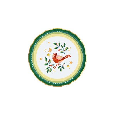 Baci Milano Mamma Mia Kuş Desenli Yeşil Pasta Tabağı 16 cm