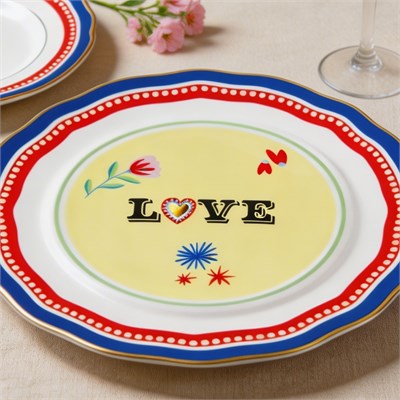 Baci Milano Mamma Mia Love Yazılı Tabak 22 cm