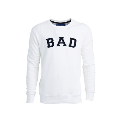 Bad Bear Bisiklet Yaka Uzun Kollu Cepsiz Nakışlı Normal Kalıp Beyaz Erkek Sweatshirt XL