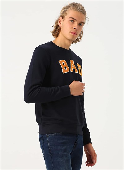 Bad Bear Bisiklet Yaka Uzun Kollu Nakışlı Lacivert Erkek Sweatshirt M M