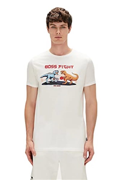 Bad Bear Boss Erkek Beyaz Bisiklet Yaka Tişört, L, 230107020-WHT