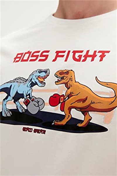 Bad Bear Boss Erkek Beyaz Bisiklet Yaka Tişört, L, 230107020-WHT