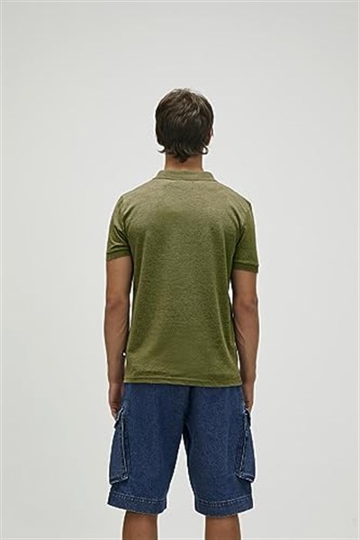 Bad Bear Cord Haki Yeşil Polo Yaka Fermuarlı Erkek T-Shirt