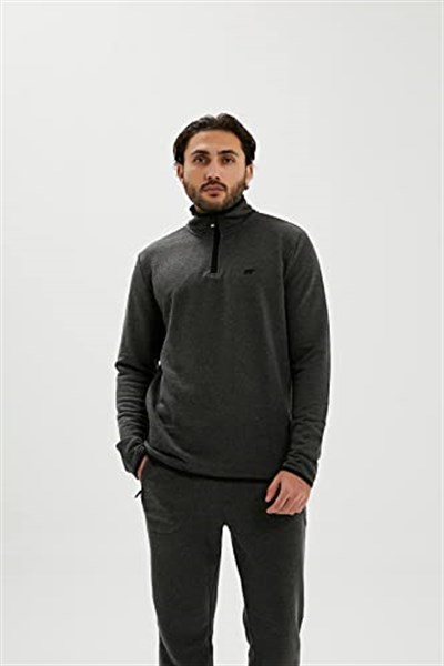 Bad Bear Erkek Koyu Gri Fermuar Yakalı Half-Zip Sweatshirt L