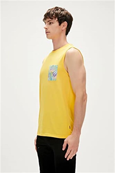 Bad Bear Monstera Tank-Top Hardal Desenli Erkek Atlet M Beden
