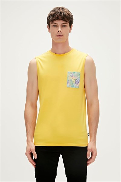 Bad Bear Monstera Tank-Top Hardal Desenli Erkek Atlet